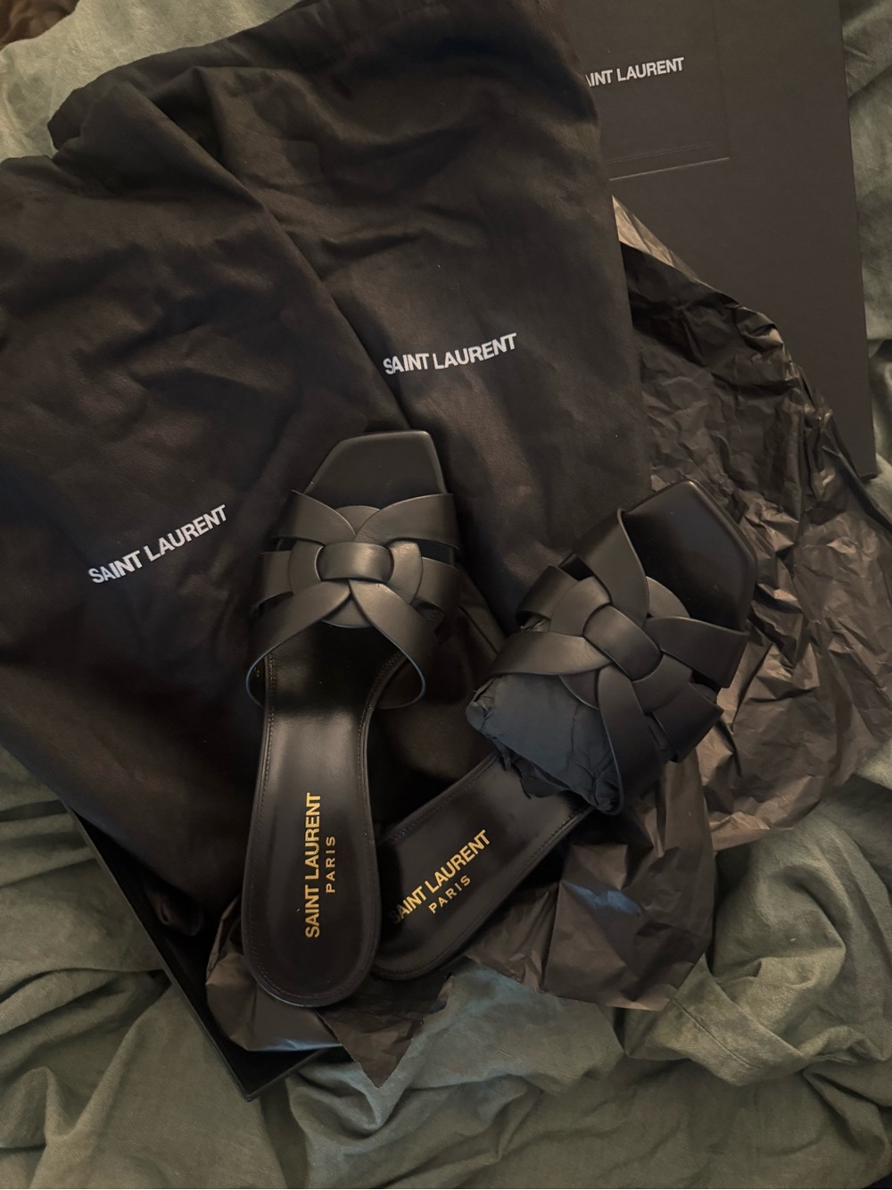 Saint Laurent Black Woven Tribute 85 Mule Size 38 *Not open to offers*